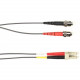 Black Box Fiber Optic Duplex Patch Network Cable - 16.40 ft Fiber Optic Network Cable for Network Device - First End: 2 x ST Male Network - Second End: 2 x LC Male Network - 10 Gbit/s - Patch Cable - OFNP - 50/125 &micro;m - Gray - TAA Compliant FOCMP