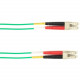 Black Box Fiber Optic Duplex Patch Network Cable - 19.70 ft Fiber Optic Network Cable for Network Device - First End: 2 x LC Male Network - Second End: 2 x LC Male Network - 10 Gbit/s - Patch Cable - OFNR - 50/125 &micro;m - Green - TAA Compliant FOCM