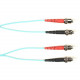 Black Box Fiber Optic Duplex Patch Network Cable - 9.80 ft Fiber Optic Network Cable for Network Device - First End: 2 x ST Male Network - Second End: 2 x ST Male Network - 10 Gbit/s - Patch Cable - LSZH - 50/125 &micro;m - Aqua - TAA Compliant FOLZH1