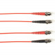 Black Box Duplex Fiber Optic Patch Network Cable - 32.81 ft Fiber Optic Network Cable for Network Device - First End: 2 x ST Male Network - Second End: 2 x ST Male Network - 1 Gbit/s - Patch Cable - 50/125 &micro;m - Red - TAA Compliant FOCMR50-010M-S