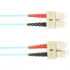 Black Box Fiber Optic Duplex Patch Network Cable - 23 ft Fiber Optic Network Cable for Network Device - First End: 2 x SC Male Network - Second End: 2 x SC Male Network - 10 Gbit/s - Patch Cable - OFNR - 50/125 &micro;m - Aqua - TAA Compliant FOCMR10-