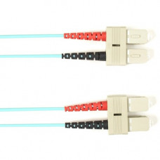 Black Box Fiber Optic Duplex Patch Network Cable - 23 ft Fiber Optic Network Cable for Network Device - First End: 2 x SC Male Network - Second End: 2 x SC Male Network - 10 Gbit/s - Patch Cable - OFNP - 50/125 &micro;m - Aqua - TAA Compliant FOCMP10-