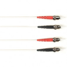 Black Box Fiber Optic Duplex Patch Network Cable - 23 ft Fiber Optic Network Cable for Network Device - First End: 2 x ST Male Network - Second End: 2 x ST Male Network - 10 Gbit/s - Patch Cable - OFNR - 50/125 &micro;m - White - TAA Compliant FOCMRM4