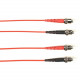 Black Box Fiber Optic Duplex Patch Network Cable - 3.20 ft Fiber Optic Network Cable for Network Device - First End: 2 x ST Male Network - Second End: 2 x ST Male Network - Patch Cable - LSZH - 50/125 &micro;m - Red - TAA Compliant FOLZH50-001M-STST-R