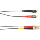 Black Box Duplex Fiber Optic Patch Network Cable - 6.56 ft Fiber Optic Network Cable for Network Device - First End: 2 x ST Male Network - Second End: 2 x ST Male Network - 1 Gbit/s - Patch Cable - 9/125 &micro;m - Gray - TAA Compliant FOCMRSM-002M-ST