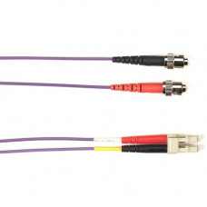 Black Box Fiber Optic Patch Network Cable - 23 ft Fiber Optic Network Cable for Network Device - ST Male Network - LC Male Network - 1 Gbit/s - Patch Cable - OFNR - 9/125 &micro;m - Purple - TAA Compliant FOCMRSM-007M-STLC-VT