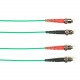 Black Box Fiber Optic Duplex Patch Network Cable - 23 ft Fiber Optic Network Cable for Network Device - First End: 2 x ST Male Network - Second End: 2 x ST Male Network - 10 Gbit/s - Patch Cable - LSZH - 50/125 &micro;m - Green - TAA Compliant FOLZH10
