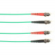 Black Box Fiber Optic Duplex Patch Network Cable - 3.20 ft Fiber Optic Network Cable for Network Device - First End: 2 x ST Male Network - Second End: 2 x ST Male Network - 10 Gbit/s - Patch Cable - LSZH - 50/125 &micro;m - Green - TAA Compliant FOLZH