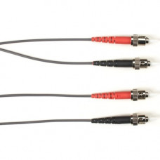 Black Box Duplex Fiber Optic Patch Network Cable - 9.84 ft Fiber Optic Network Cable for Network Device - First End: 2 x ST Male Network - Second End: 2 x ST Male Network - 1 Gbit/s - Patch Cable - 9/125 &micro;m - Gray - TAA Compliant FOCMRSM-003M-ST
