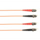 Black Box Fiber Optic Duplex Patch Network Cable - 49.20 ft Fiber Optic Network Cable for Network Device - First End: 2 x ST Male Network - Second End: 2 x ST Male Network - Patch Cable - LSZH - 50/125 &micro;m - Orange - TAA Compliant FOLZH50-015M-ST