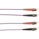 Black Box Duplex Fiber Optic Patch Network Cable - 65.62 ft Fiber Optic Network Cable for Network Device - First End: 2 x ST Male Network - Second End: 2 x ST Male Network - 1 Gbit/s - Patch Cable - 9/125 &micro;m - Violet - TAA Compliant FOCMRSM-020M