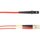 Black Box Colored Fiber OM3 50/125 Multimode Fiber Optic Patch Cable - LSZH - 9.84 ft Fiber Optic Network Cable for Network Device - First End: 1 x MT-RJ Male Network - Second End: 2 x LC Male Network - 10 Gbit/s - Patch Cable - LSZH, Riser - 50/125 &