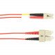 Black Box Fiber Optic Duplex Patch Network Cable - 32.80 ft Fiber Optic Network Cable for Network Device - First End: 2 x SC Male Network - Second End: 2 x LC Male Network - 10 Gbit/s - Patch Cable - OFNP - 50/125 &micro;m - Red - TAA Compliant FOCMP1