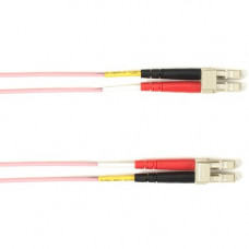 Black Box Fiber Optic Duplex Patch Network Cable - 9.80 ft Fiber Optic Network Cable for Network Device - First End: 2 x LC Male Network - Second End: 2 x LC Male Network - 10 Gbit/s - Patch Cable - OFNP - 50/125 &micro;m - Pink - TAA Compliant FOCMPM