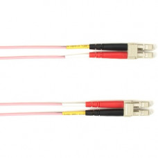 Black Box Fiber Optic Duplex Patch Network Cable - 65.60 ft Fiber Optic Network Cable for Network Device - First End: 2 x LC Male Network - Second End: 2 x LC Male Network - 10 Gbit/s - Patch Cable - OFNP - 50/125 &micro;m - Pink - TAA Compliant FOCMP