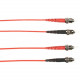 Black Box Fiber Optic Duplex Patch Network Cable - 13.12 ft Fiber Optic Network Cable for Network Device - First End: 2 x ST Male Network - Second End: 2 x ST Male Network - 128 MB/s - Patch Cable - 50/125 &micro;m - Red - 1 Pack - TAA Compliant FOLZH