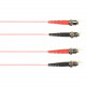Black Box Fiber Optic Duplex Patch Network Cable - 16.40 ft Fiber Optic Network Cable for Network Device - First End: 2 x ST Male Network - Second End: 2 x ST Male Network - 1 Gbit/s - Patch Cable - OFNR - 50/125 &micro;m - Pink - TAA Compliant FOCMR5