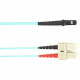 Black Box Fiber Optic Duplex Patch Network Cable - 3.20 ft Fiber Optic Network Cable for Network Device - First End: 2 x SC Male Network - Second End: 1 x MT-RJ Male Network - 10 Gbit/s - Patch Cable - LSZH - 50/125 &micro;m - Aqua - TAA Compliant FOL