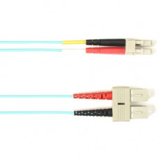 Black Box Fiber Optic Duplex Patch Network Cable - 49.20 ft Fiber Optic Network Cable for Network Device - First End: 2 x SC Male Network - Second End: 2 x LC Male Network - 10 Gbit/s - Patch Cable - OFNP - 50/125 &micro;m - Aqua - TAA Compliant FOCMP