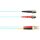 Black Box Fiber Optic Duplex Patch Network Cable - 23 ft Fiber Optic Network Cable for Network Device - First End: 2 x ST Male Network - Second End: 2 x LC Male Network - 10 Gbit/s - Patch Cable - OFNR - 50/125 &micro;m - Aqua - TAA Compliant FOCMR10-