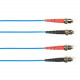 Black Box Fiber Optic Duplex Patch Network Cable - 3.20 ft Fiber Optic Network Cable for Network Device - First End: 2 x ST Male Network - Second End: 2 x ST Male Network - 10 Gbit/s - Patch Cable - OFNR - 50/125 &micro;m - Blue - TAA Compliant FOCMRM