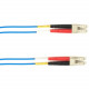 Black Box Fiber Optic Duplex Patch Network Cable - 98.40 ft Fiber Optic Network Cable for Network Device - First End: 2 x LC Male Network - Second End: 2 x LC Male Network - 10 Gbit/s - Patch Cable - OFNP - 50/125 &micro;m - Blue - TAA Compliant FOCMP
