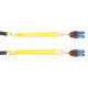 Black Box LockPORT Fiber Optic Duplex Patch Network Cable - 3.20 ft Fiber Optic Network Cable for Security Camera, Network Device - First End: 2 x LC Male Network - Second End: 2 x LC Male Network - 10 Gbit/s - Patch Cable - OFNR - 9/125 &micro;m - Ye