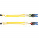 Black Box LockPORT Fiber Optic Duplex Patch Network Cable - 3.20 ft Fiber Optic Network Cable for Security Camera, Network Device - First End: 2 x LC Male Network - Second End: 2 x LC Male Network - 10 Gbit/s - Patch Cable - OFNR - 9/125 &micro;m - Ye