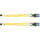 Black Box LockPORT OS2 9/125 Singlemode Fiber Optic Patch Cable - OFNR PVC, Secure Locking - 6.56 ft Fiber Optic Network Cable for Network Device - First End: 2 x LC Network - Male - Second End: 2 x LC Network - Male - 10 Gbit/s - Patch Cable - OFNR - 9/1