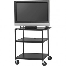 Bretford Basics FP42UL-P5BK Flat Panel Cart - 26" to 42" Screen Support - 75 lb Load Capacity - 3 x Shelf(ves) - 66" Height x 32" Width x 27" Depth - Powder Coated - Steel - Black - TAA Compliance FP42UL-P5BK