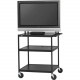 Bretford Basics FP42UL-P5BK Flat Panel Cart - 26" to 42" Screen Support - 75 lb Load Capacity - 3 x Shelf(ves) - 66" Height x 32" Width x 27" Depth - Powder Coated - Steel - Black - TAA Compliance FP42UL-P5BK