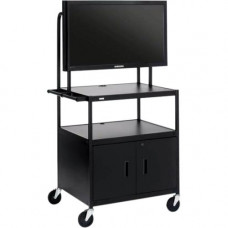 Bretford Basics FP42ULC-P5BK Flat Panel Cabinet Cart - 26" to 42" Screen Support - 75 lb Load Capacity - 3 x Shelf(ves) - Locking Door - 66" Height x 32" Width x 27" Depth - Powder Coated - Steel - Black - TAA Compliance FP42ULC-P