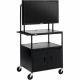 Bretford Basics FP42ULC-P5BK Flat Panel Cabinet Cart - 26" to 42" Screen Support - 75 lb Load Capacity - 3 x Shelf(ves) - Locking Door - 66" Height x 32" Width x 27" Depth - Powder Coated - Steel - Black - TAA Compliance FP42ULC-P