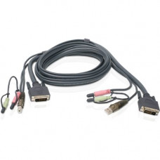IOGEAR G2L7D02UI KVM Cable - 6 ft DVI/Mini-phone/USB KVM Cable for KVM Switch - First End: 1 x Type A Male USB, First End: 1 x DVI-I (Single-Link) Male Video, First End: 2 x Mini-phone Male Audio - Second End: 1 x Type B Male USB, Second End: 1 x DVI-I (S