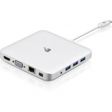 IOGEAR Compact USB-C Docking Station with PD Pass-Thru - for Notebook - 60 W - USB Type C - 3 x USB Ports - 3 x USB 3.0 - Network (RJ-45) - HDMI - VGA - Mini DisplayPort - Audio Line In - Audio Line Out - Thunderbolt - Wired GUD3C03
