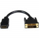 Startech.Com 8in HDMI&reg; to DVI-D Video Cable Adapter - HDMI Female to DVI Male - 8" DVI/HDMI Video Cable for Video Device, Notebook - First End: 1 x HDMI Female Digital Audio/Video - Second End: 1 x DVI-D Male Digital Video - Shielding - 28 AW