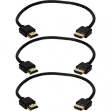Qvs 1.5ft 3-Pack High Speed HDMI UltraHD 4K with Ethernet Thin Flexible Black Cables - 1.50 ft HDMI A/V Cable for TV, Switch, Audio/Video Device, HDTV, Blu-ray Player, Set-top Box, DVD, Splitter, Projector - First End: 1 x HDMI Male Digital Audio/Video - 