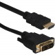 Qvs HDMI Male to DVI Male HDTV/Flat Panel Digital Video Cable - 6.56 ft DVI/HDMI Video Cable for TV, Monitor, Video Device - First End: 1 x HDMI Male Digital Audio/Video - Second End: 1 x DVI-D Male Digital Video - Shielding - Gold Plated Contact - Black 