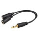 AddOn 8in 3.5mm Audio Input Male to 2x 3.5mm Audio Output Female Black Audio Splitter - 100% compatible and guaranteed to work - TAA Compliance HSMFF