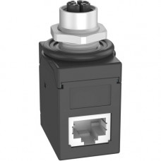 Panduit  IndustrialNet M12 X-Code Female to 90&deg; RJ45 Coupler Adapter - 1 Pack - M12 Network - Female - RJ-45 Network - Female - Black - TAA Compliance ICAM12X90RJS