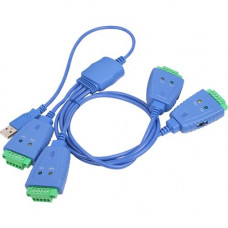 SIIG 4-Port Industrial USB to RS-422/485 Serial Adapter Cable with 3KV Isolation - 1 x Type A Male USB - 4 x Terminal Block Female Serial - Blue - RoHS Compliance ID-SC0D11-S1