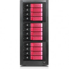 Istarusa RAIDage JAGE9BT12HDRD-DE Drive Enclosure 12Gb/s SAS, SATA/600 - Mini-SAS HD Host Interface Tower - Black, Red - Hot Swappable Bays - 12 x HDD Supported - 12 x 3.5" Bay - Steel JAGE9BT12HDRD-DE