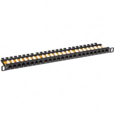 Black Box SpaceGAIN CAT5e Patch Panel - 1/2U, Unshielded, 24-Port - 24 Port(s) - 24 x RJ-45 - 0.5U High - Rack-mountable - TAA Compliant JPM5E24A-HU