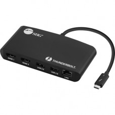 SIIG Thunderbolt 3 to Dual HDMI Video Hub LAN Dock - for Notebook - USB Type C - 3 x USB Ports - 1 x USB 2.0 - 1 x USB 3.0 - Network (RJ-45) - HDMI - Thunderbolt - Wired - TAA Compliance JU-DK0A11-S1