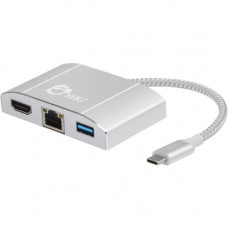 SIIG USB 3.1 Type-C LAN Hub with HDMI Adapter- 4K ready - AV/Data Transfer Cable for Notebook - First End: 1 x Type C Male USB - Second End: 1 x HDMI Female Digital Audio/Video, Second End: 1 x RJ-45 Female Network, Second End: 2 x Type A Female USB - 640