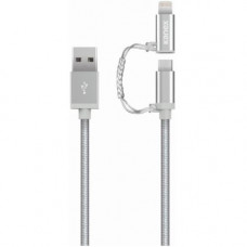 Kanex Lightning/Micro-USB Data Transfer Cable - 4 ft Lightning/Micro-USB Data Transfer Cable for iPhone, iPad, iPod - First End: 1 x Micro USB - Second End: 1 x Lightning Proprietary Connector - MFI - Silver K8PMU4FPSV