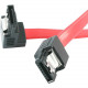Startech.Com 18in Latching SATA to Right Angle SATA Serial ATA Cable - Male SATA - Male SATA - 1.5ft - Red LSATA18RA1
