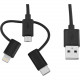 V7 3-in-1 Lightning / Micro/USB-C USB Cable - 3 ft Lightning/Micro-USB/USB Data Transfer Cable - First End: 1 x Type A Male USB - Second End: 1 x Lightning Male Proprietary Connector, Second End: 1 x Type C Male USB, Second End: 1 x Male Micro USB - 60 MB