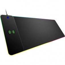 Ergoguys DSI 10W WIRELESS CHARGING MOUSE, KEYBOARD PAD NON SLIP WITH RGB LED - Textured - Black - Rubber Base, Cloth Base, Natural Rubber Surface, Fabric Surface - Anti-slip, Anti-fray, Water Resistant, Spill Resistant M-IRC16E-NDSIBK01