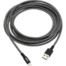 Tripp Lite Heavy-Duty USB Sync/Charge Cable with Lightning Connector, 10 ft. (3 m) - 9.84 ft Lightning/USB Data Transfer Cable for iPhone, iPod, iPad, Wall Charger - First End: 1 x Type A Male USB - Second End: 1 x 8-pin Lightning Male Proprietary Connect